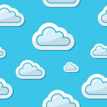 Seamless clouds on blue sky background, pattern Illustrazione stock