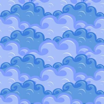 Seamless of clouds in different colors of blue Stock Illustration
