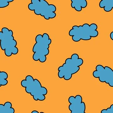 Seamless Clouds on Orange Background. Floating Clouds. Stock Illustration