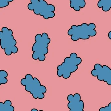 Seamless Clouds on Pink Background. Floating Clouds. Stock Photos