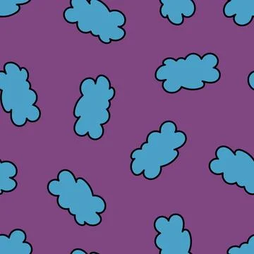 Seamless Clouds on Violet Background. Floating Clouds. Stock Illustration