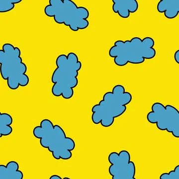 Seamless Clouds on Yellow Background. Floating Clouds. Stock Photos