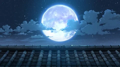Seamless cloudy full moon background animation with starry sky Stock Footage 321727617