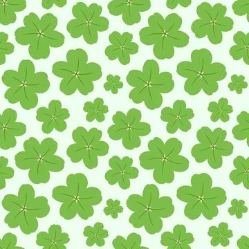 Seamless Clover Leaf Pattern with Green Floral Shapes Illustrazione stock