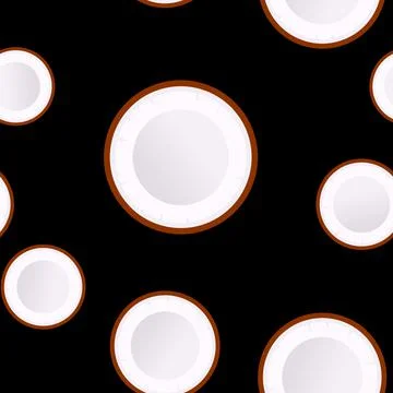 Seamless coconut vector pattern. Minimalistic food background. Vitamins Stock Illustration