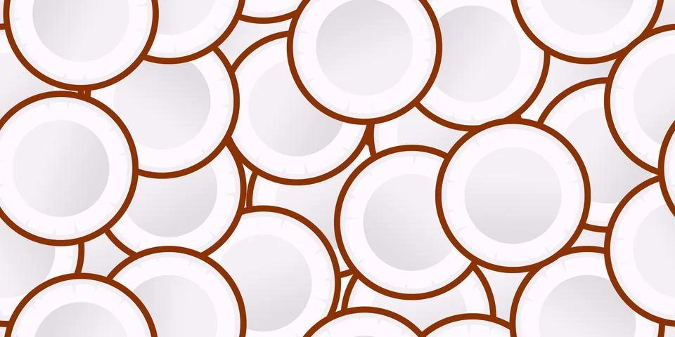 Seamless coconut vector pattern. Minimalistic food background. Vitamins Stock Illustration