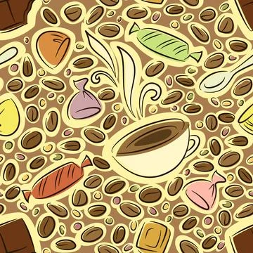 Seamless Coffee and Candy Stock Illustration