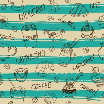 Seamless coffee background Stock Illustration