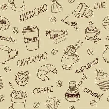 Seamless coffee background Stock Illustration