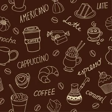 Seamless coffee background Stock Illustration