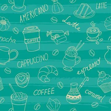 Seamless coffee background Illustrazione stock