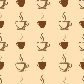 Seamless Coffee background vector illustration print design Stock Illustration