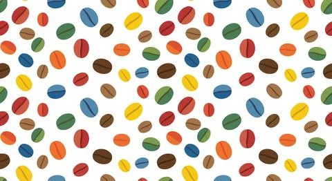 Seamless coffee bean pattern featuring roasted coffee beans in brown and ye.. Stock Illustration