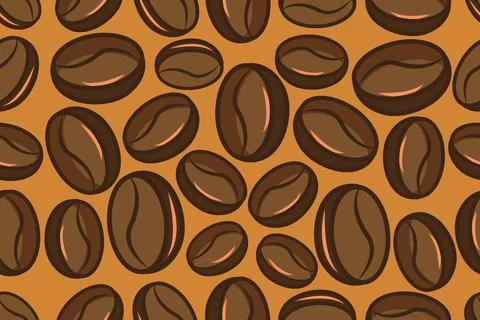 Seamless Coffee Bean Pattern Vector Illustration Background Stockillustratie
