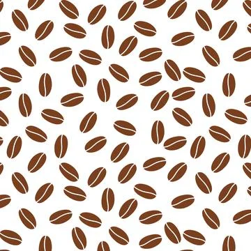 Seamless Coffee Bean Pattern in White Background. Stock Illustration