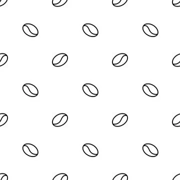Seamless Coffee Bean Pattern in White Background. Morning Cafe Breakfast Print. Stock Illustration