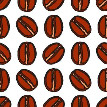 Seamless coffee beans background. Vector illustration. Roasted Coffe pattern  스톡 일러스트
