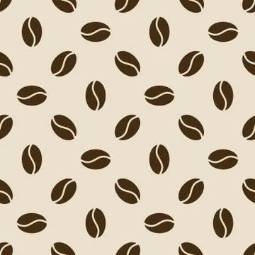 Seamless coffee beans vector pattern Stock Illustration