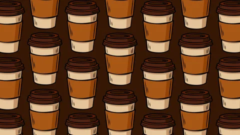 Seamless Coffee Cup Pattern Animated Motion Graphic Background Stock-Footage 344719451