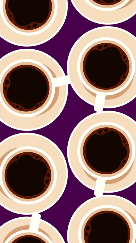 Seamless Coffee Cup Pattern Animated Motion Graphic Background Stock-Footage 345489389
