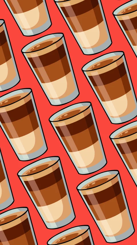 Seamless Coffee Cup Pattern Animated Motion Background Stock Footage 345685971