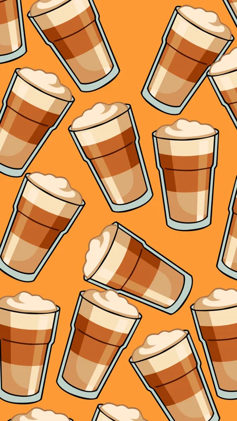Seamless Coffee Cup Pattern Animated Motion Graphic Background Stock-Footage 345685983