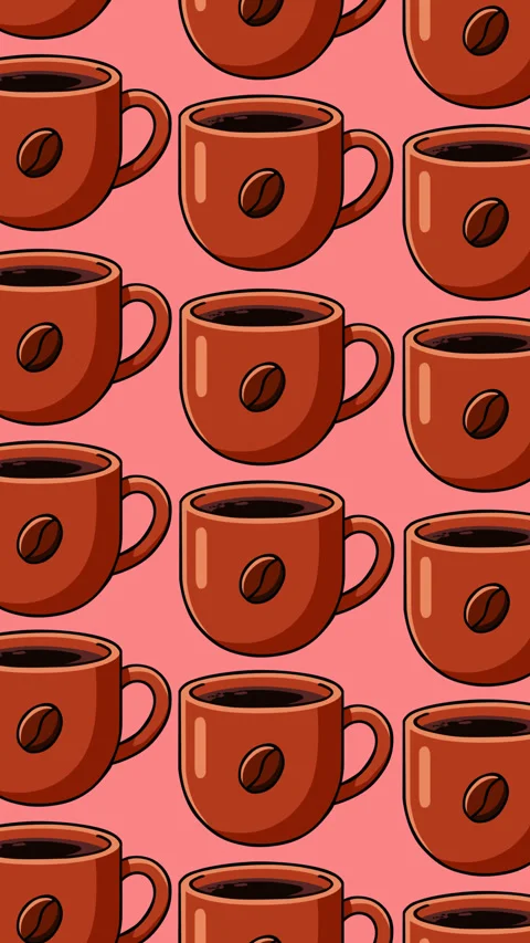 Seamless Coffee Cup Pattern Background for Cafe and Beverage Motion Graphics Stock Footage 345685931