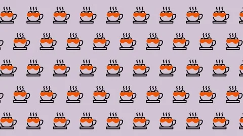 Seamless Coffee Cup Pattern - A Cozy and Energetic Design. Stock-Footage 325381776