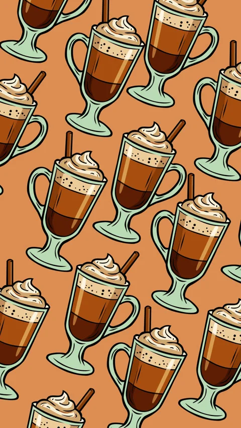 Seamless Coffee Cup Pattern Motion Graphic Background Stock Footage 344792768