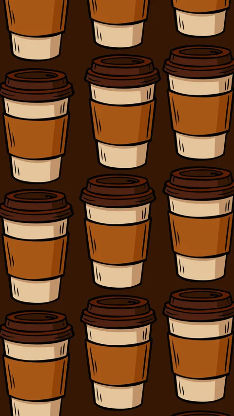 Seamless Coffee Cup Pattern Motion Graphic Background (2) 스톡 동영상 344794642