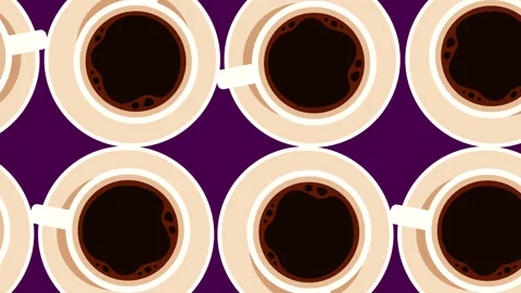 Seamless Coffee Cup Pattern Motion Graphic Background 库存影片 345104982