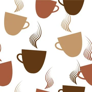 Seamless coffee cups background pattern Stock Illustration