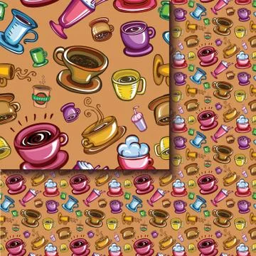 Seamless coffee cups pattern Stock Illustration