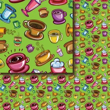 Seamless coffee cups pattern Stock Illustration