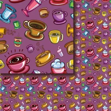 Seamless coffee cups pattern Illustrazione stock