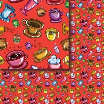 Seamless coffee cups pattern Stock Illustration