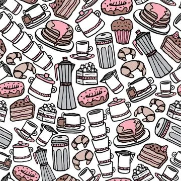 Seamless coffee pattern background Stock Illustration