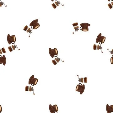 Seamless coffee pattern with cups and grinders on white background. Illustrazione stock