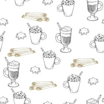 Seamless Coffee Pattern. Perfect for wallpapers, web page backgrounds, surface Stock Illustration