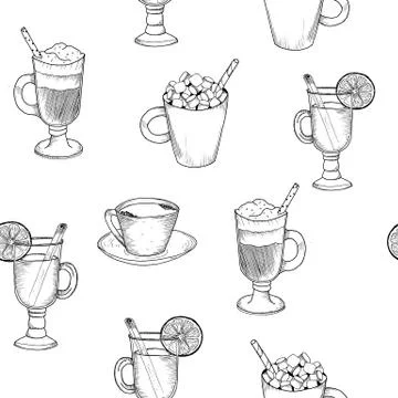 Seamless Coffee Pattern. Perfect for wallpapers, web page backgrounds, surface Illustrazione stock