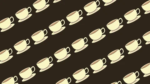 Seamless coffee pattern with steaming cups and lightning bolt energy sparks Stock Footage 329063391