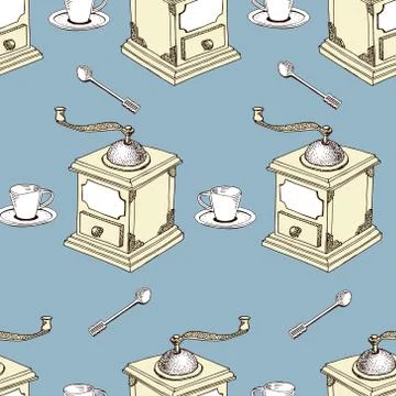 Seamless Coffee Pattern vector illustration. Illustrazione stock