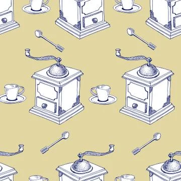 Seamless Coffee Pattern vector illustration. Stock Illustration