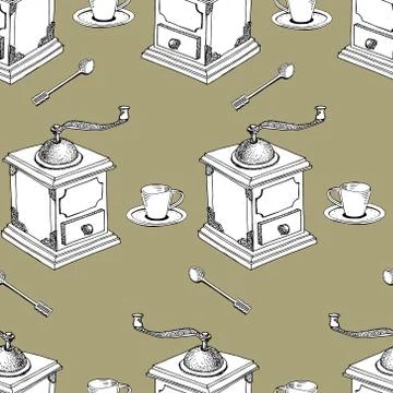 Seamless Coffee Pattern vector illustration. Stock Illustration