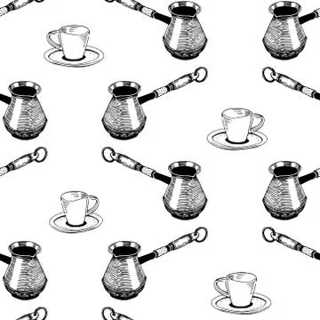 Seamless Coffee Pattern vector illustration. Stock Illustration