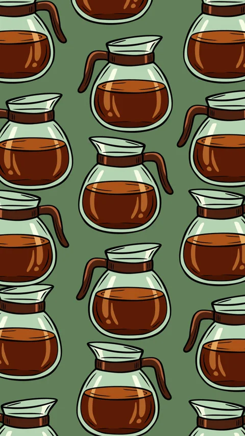 Seamless Coffee Pitcher Pattern Motion Background with Vintage Cafe Aestheti Stock Footage 344792608