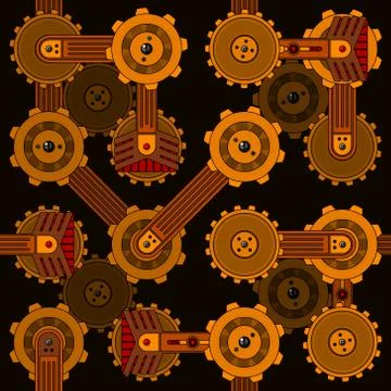 Seamless cogwheel pattern with screwed hitech connectors Ilustração Stock