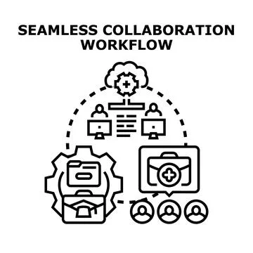Seamless collaboration workflow concept for teamwork efficiency イラスト素材