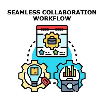 Seamless collaboration workflow developing business strategy process イラスト素材