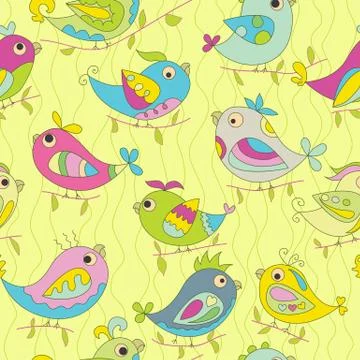 Seamless color background of parrots Illustrazione stock